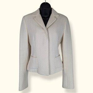 Tahari Off-White Knit Wool Blend Coat